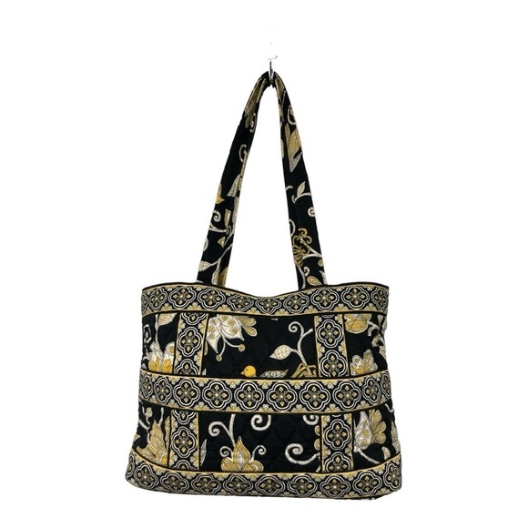 Vera Bradley Yellow Bird Tote Bag Retired Pattern Black Yellow Quilted Bag Purse - Picture 2 of 11